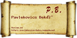 Pavlekovics Bekő névjegykártya